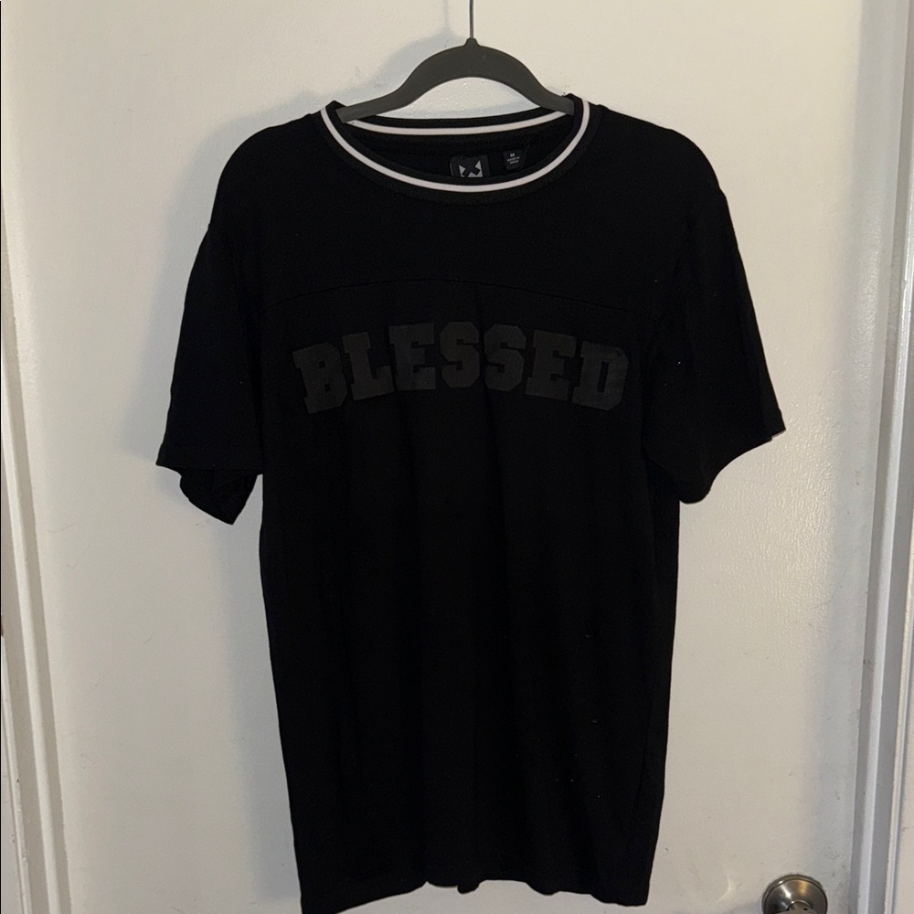 Men's Black Graphic Tee with 'Blessed' Design